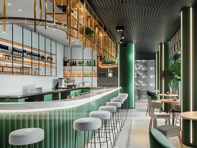 White Blue Coffee Bar Island Layout