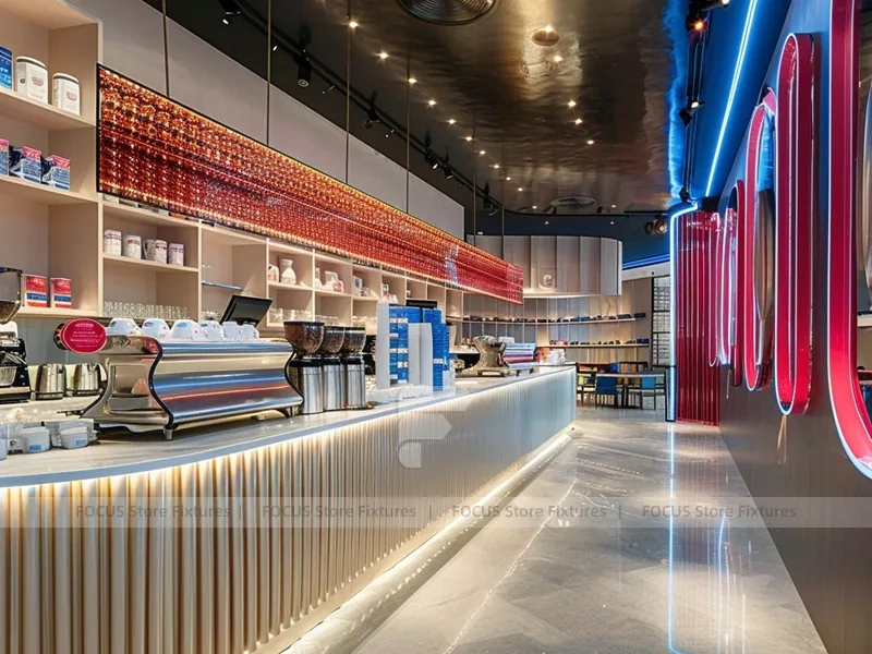 White Blue Coffee Bar Island Layout
