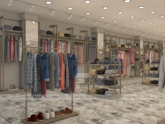 White Boutique Apparel Store Rack and Table Display