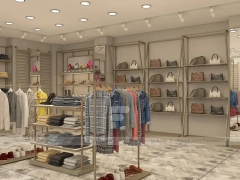 White Boutique Apparel Store Rack and Table Display