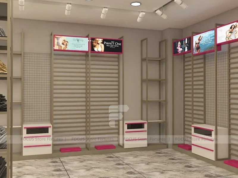 White Boutique Apparel Store Rack and Table Display