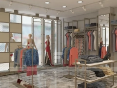 White Boutique Apparel Store Rack and Table Display