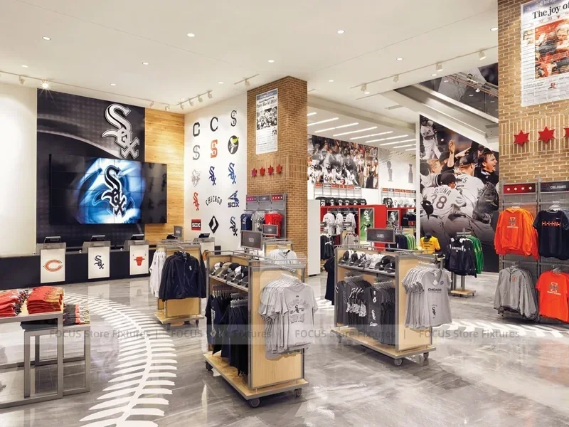 White Chicago Sports Cap Wall Display with Round Tower