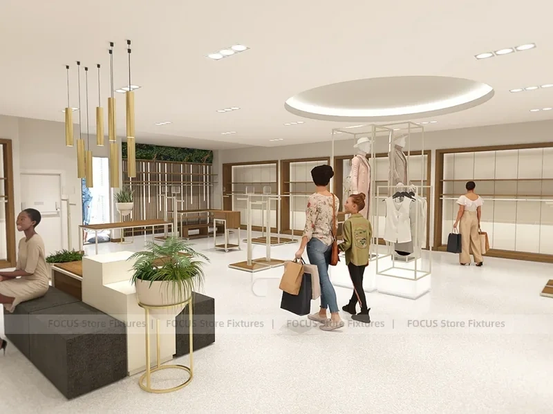 White Department Store Apparel Fixture Layout