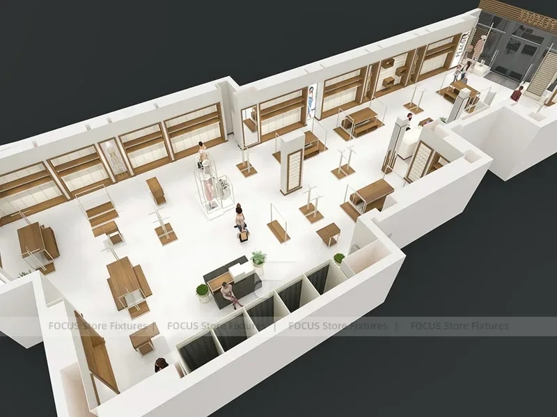 White Department Store Apparel Fixture Layout