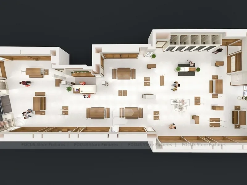 White Department Store Apparel Fixture Layout