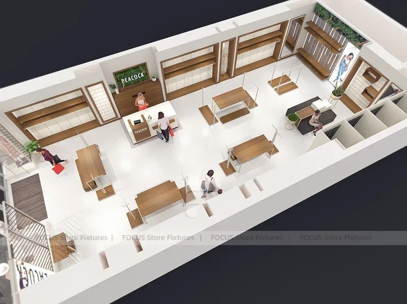 White Department Store Apparel Fixture Layout