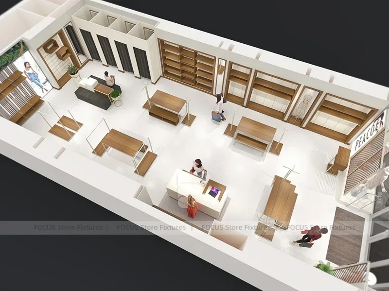 White Department Store Apparel Fixture Layout
