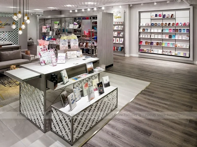 White Fashion Accessories Counter and Wall Shelving Display