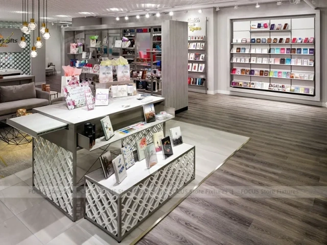 White Fashion Accessories Counter and Wall Shelving Display