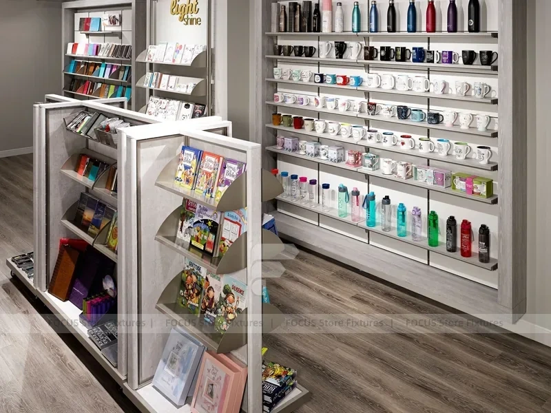 White Fashion Accessories Counter and Wall Shelving Display