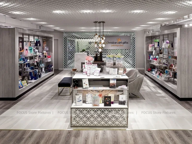 White Fashion Accessories Counter and Wall Shelving Display