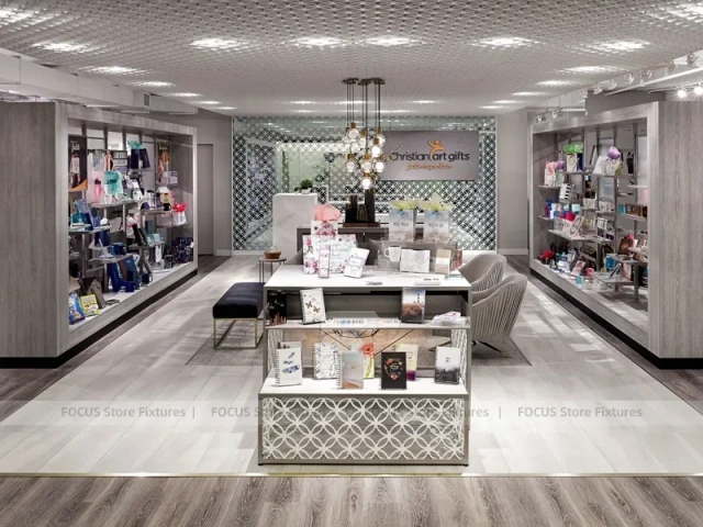 White Fashion Accessories Counter and Wall Shelving Display
