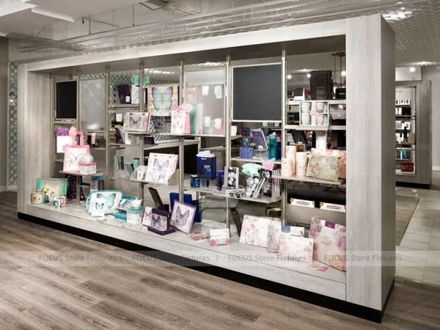 White Fashion Accessories Counter and Wall Shelving Display