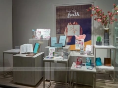White Fashion Accessories Counter and Wall Shelving Display