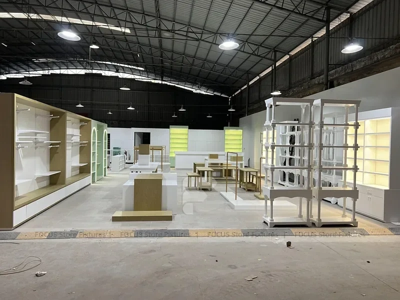 White Gold Apparel Store Fixture Set