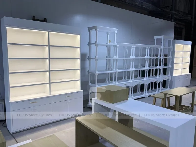 White Gold Apparel Store Fixture Set