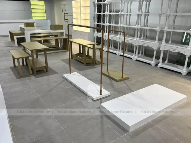 White Gold Apparel Store Fixture Set