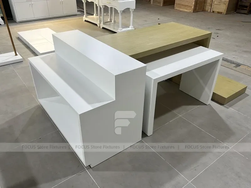 White Gold Apparel Store Fixture Set