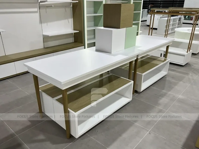 White Gold Apparel Store Fixture Set