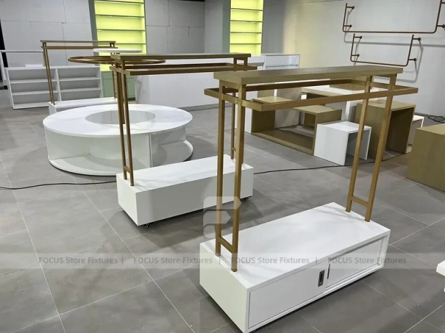 White Gold Apparel Store Fixture Set