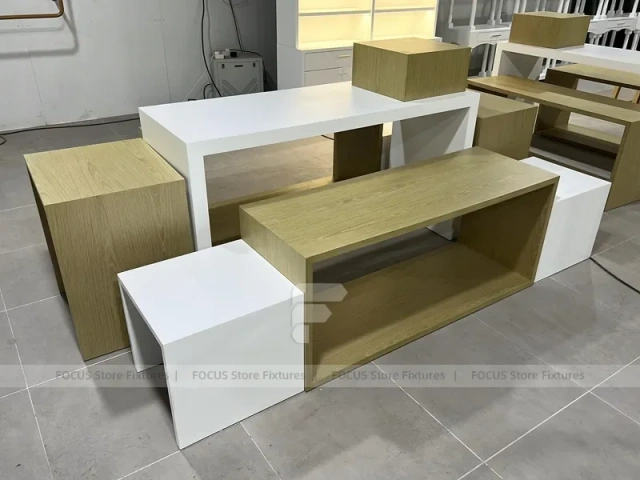 White Gold Apparel Store Fixture Set