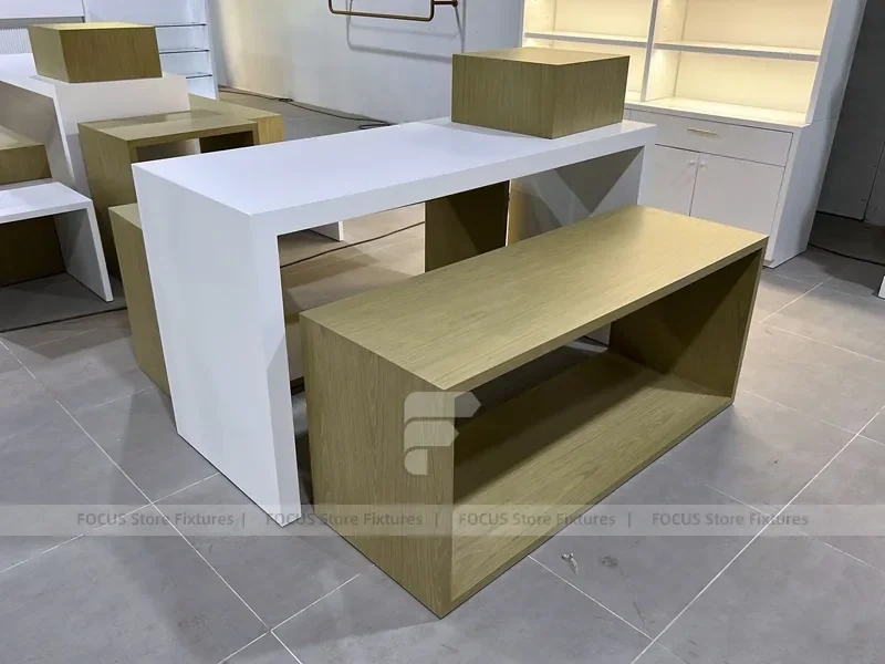 White Gold Apparel Store Fixture Set