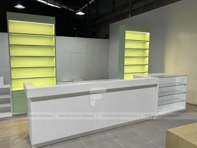 White Gold Apparel Store Fixture Set