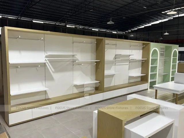 White Gold Apparel Store Fixture Set