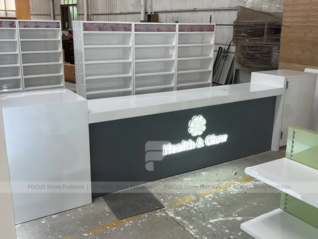 White Green Pharmacy Gondola Fixture Set