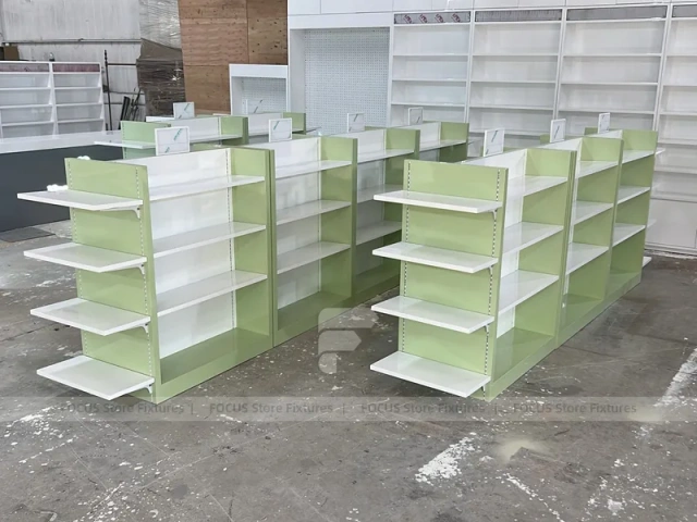 White Green Pharmacy Gondola Fixture Set