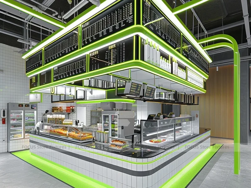 White Long Coffee Bar Seating Layout