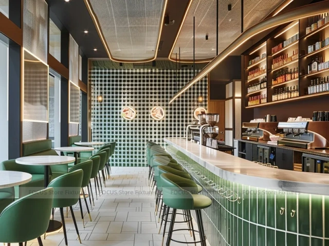White Long Coffee Bar Seating Layout
