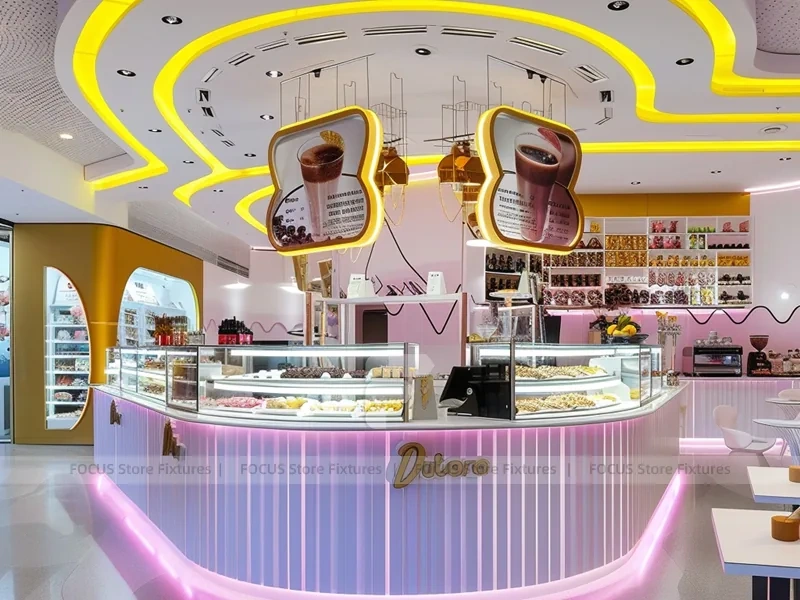 White Long Coffee Bar Seating Layout