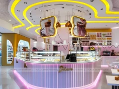 White Long Coffee Bar Seating Layout