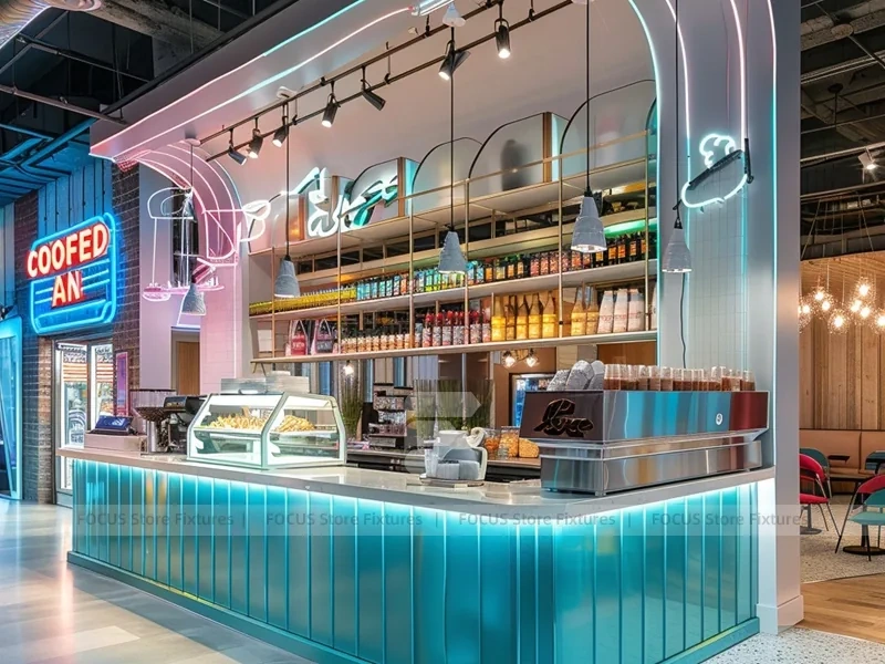 White Long Coffee Bar Seating Layout