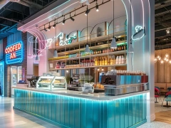 White Long Coffee Bar Seating Layout