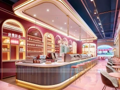White Long Coffee Bar Seating Layout