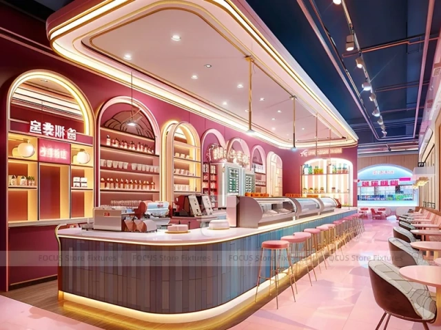 White Long Coffee Bar Seating Layout