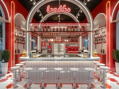 White Long Coffee Bar Seating Layout