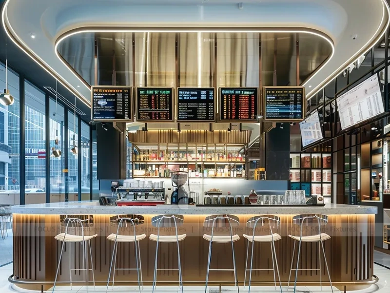 White Long Coffee Bar Seating Layout