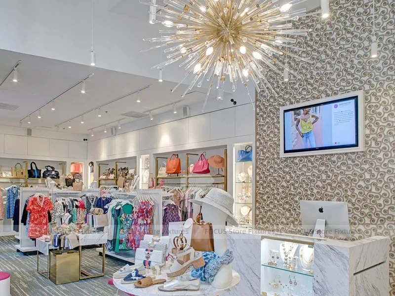 White Marble Fashion Cash Wrap and Glass Showcase