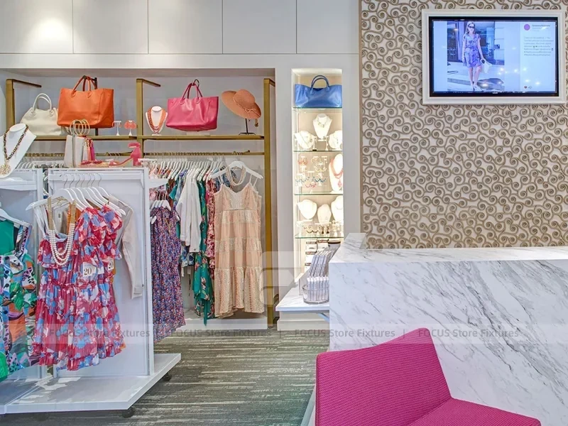 White Marble Fashion Cash Wrap and Glass Showcase