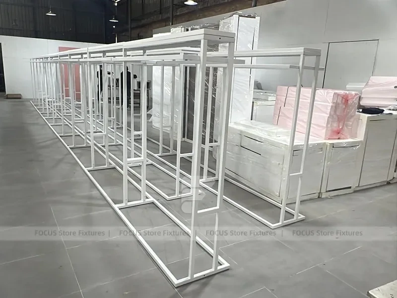 White Metal Garment Rack Frame System