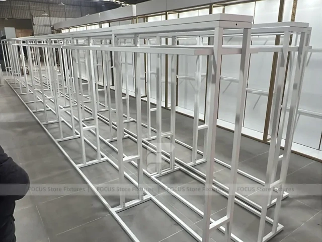White Metal Garment Rack Frame System