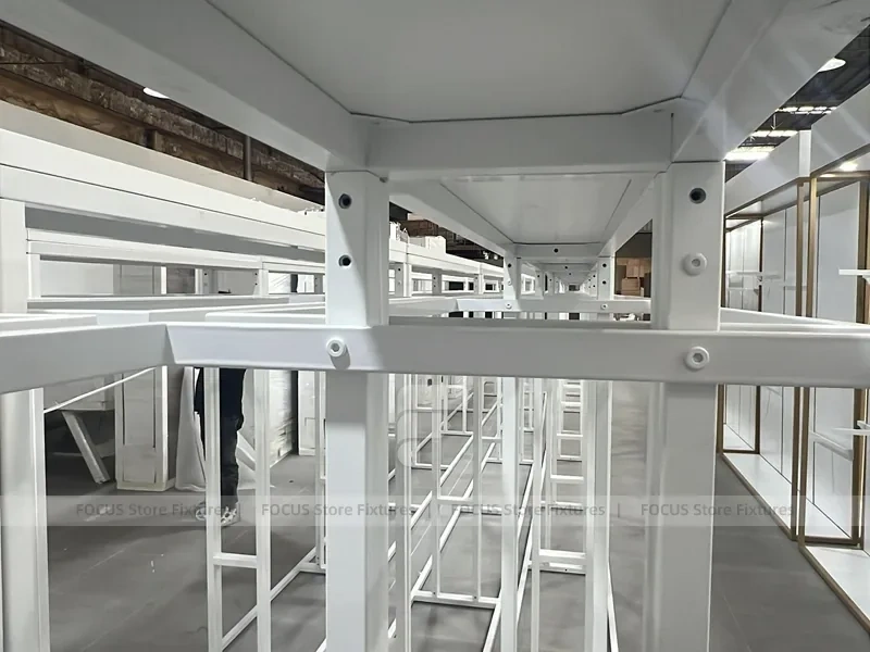 White Metal Garment Rack Frame System