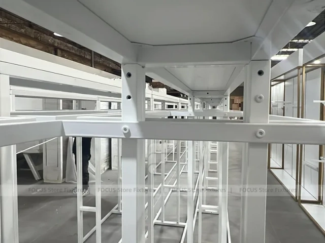 White Metal Garment Rack Frame System