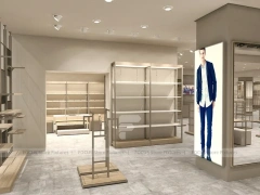 White Minimal Apparel Wall and Island Fixture Layout