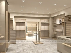 White Minimal Apparel Wall and Island Fixture Layout