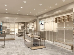 White Minimal Apparel Wall and Island Fixture Layout